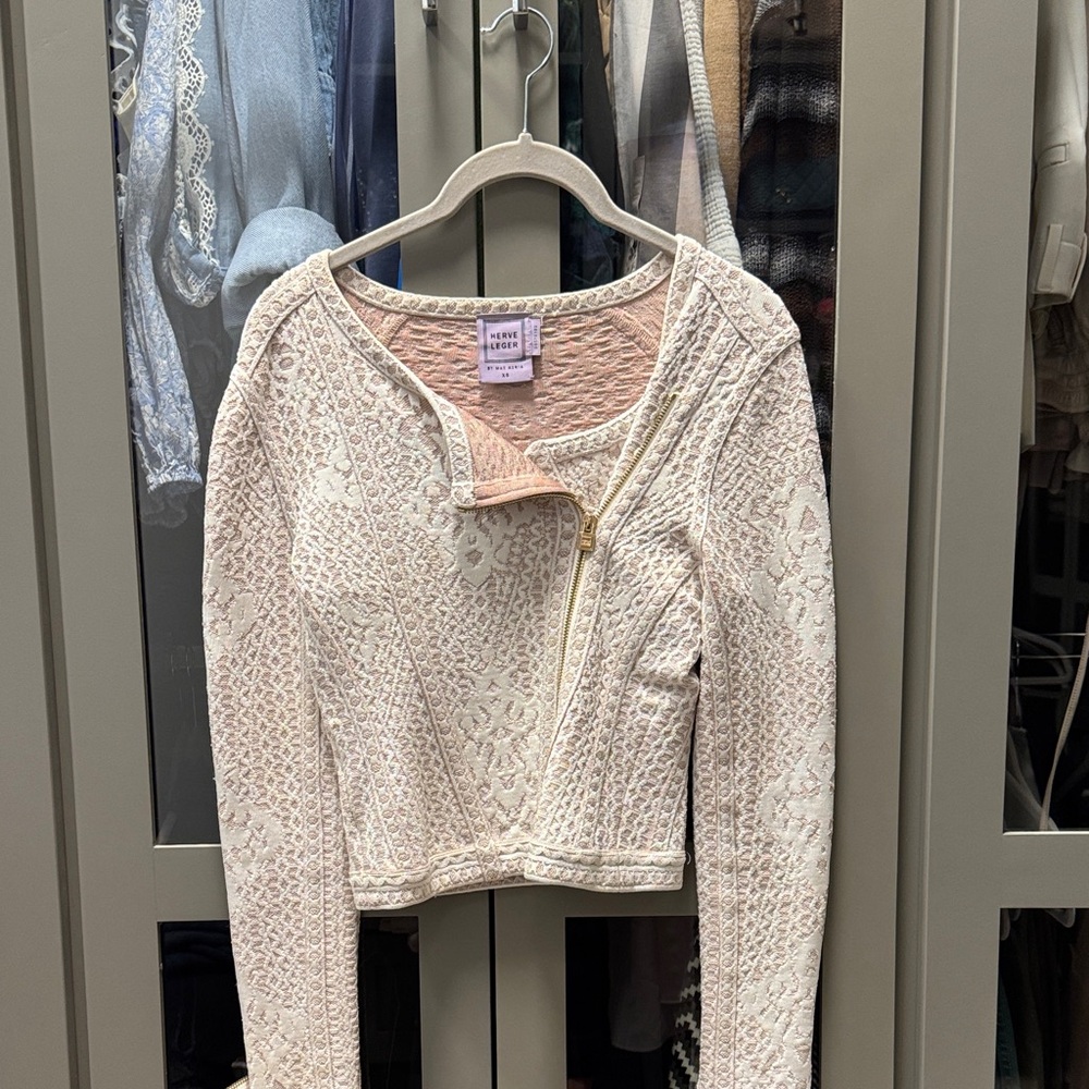 Herve Leger Cream Lace Jacket